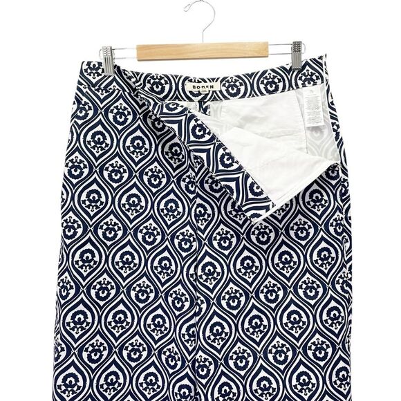 Boden Printed Crop Pants Size US 12 Geo Cascade Navy High Rise Wide Leg Trousers - Picture 6 of 13